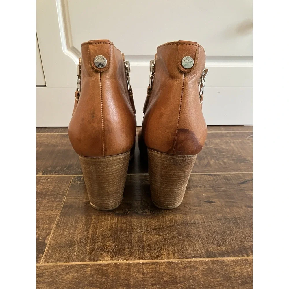 Rag & Bone Margot Ankle Booties Womens EU 41 Tan Brown Leather Zip Boot US 10